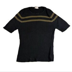 Black Ribbed Knit Top